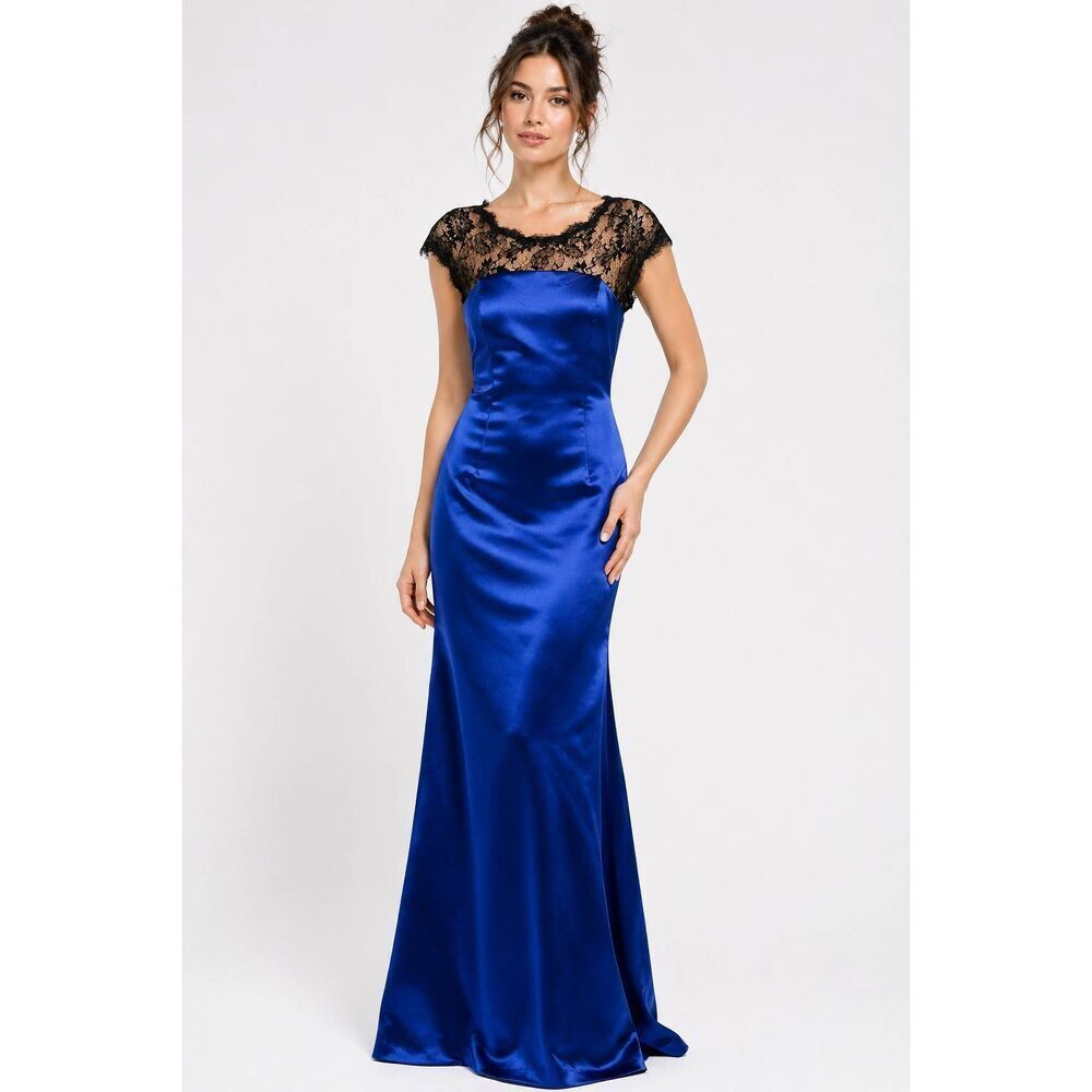 Da Vinci Blue Lace Formal Gown Size 12 Evening Dress